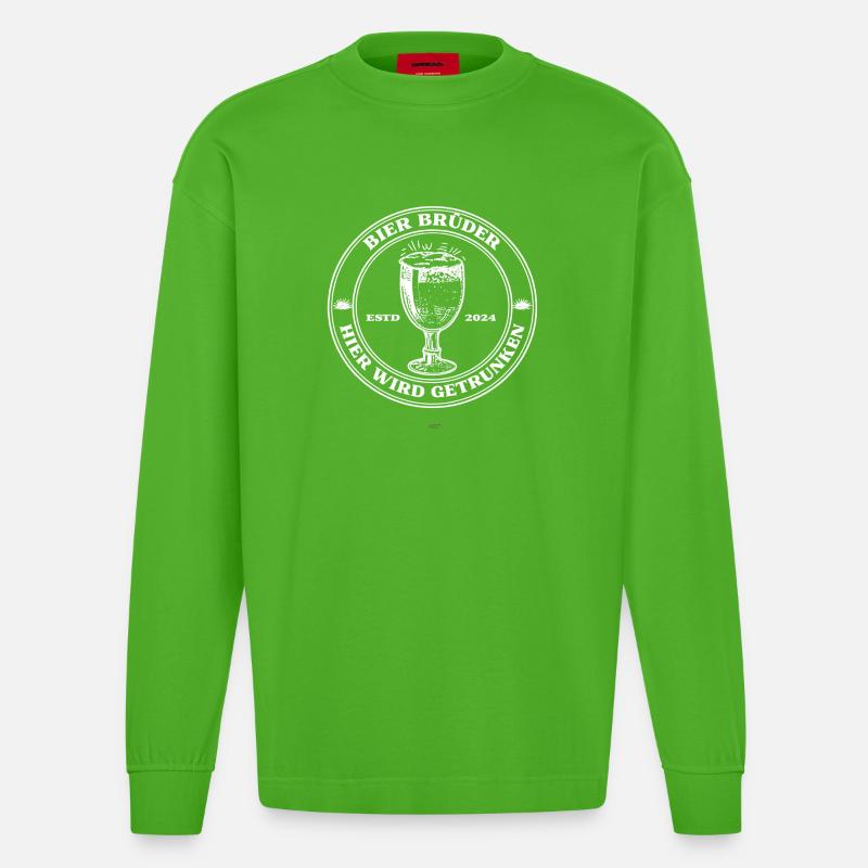 BierBrüder. Hier wird getrunken. - Heavyweight Oversized Organic Langarmshirt Made in EU - Apple Neon