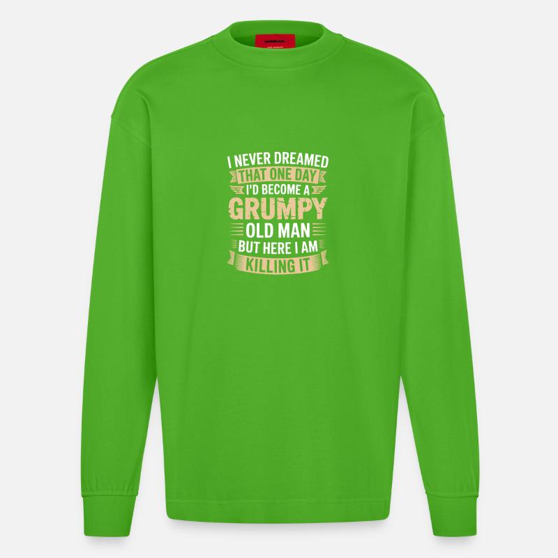 Grumpy Old Man Killing It - Manches longues bio épais oversize fabriqué en UE - Apple Neon