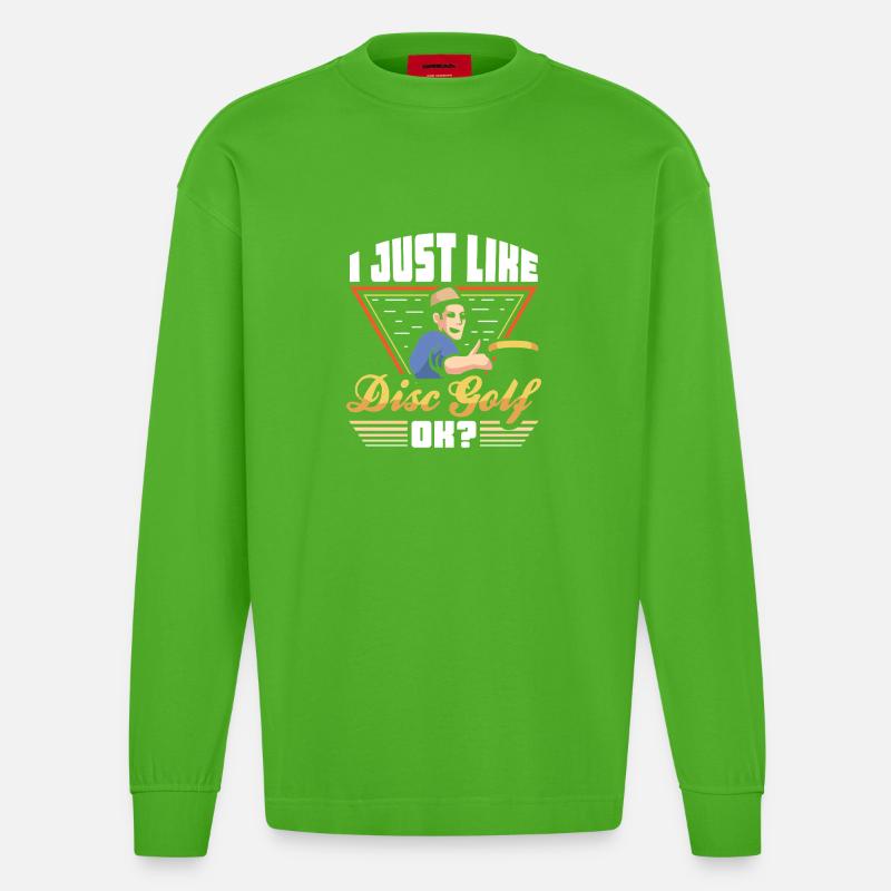Cadeaux de disc golf Disc Golf - Manches longues bio épais oversize fabriqué en UE - Apple Neon