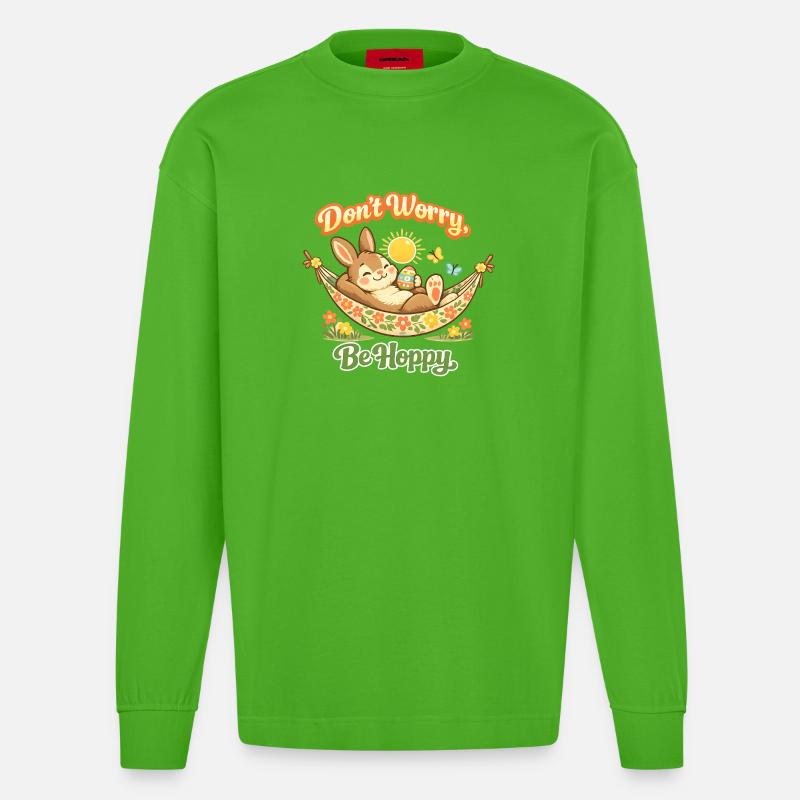 Saying Easter Bunny Funny - Heavyweight Oversized Organic Longsleeve Shirt Made in EU - Apple Neon