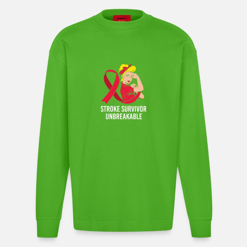 Schlaganfall Hirnschlag - Heavyweight Oversized Organic Langarmshirt Made in EU - Apple Neon