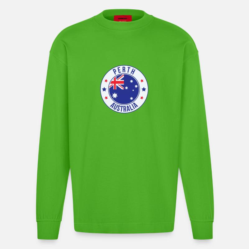 Perth Australia Circle Abzeichen - Heavyweight Oversized Organic Langarmshirt Made in EU - Apple Neon