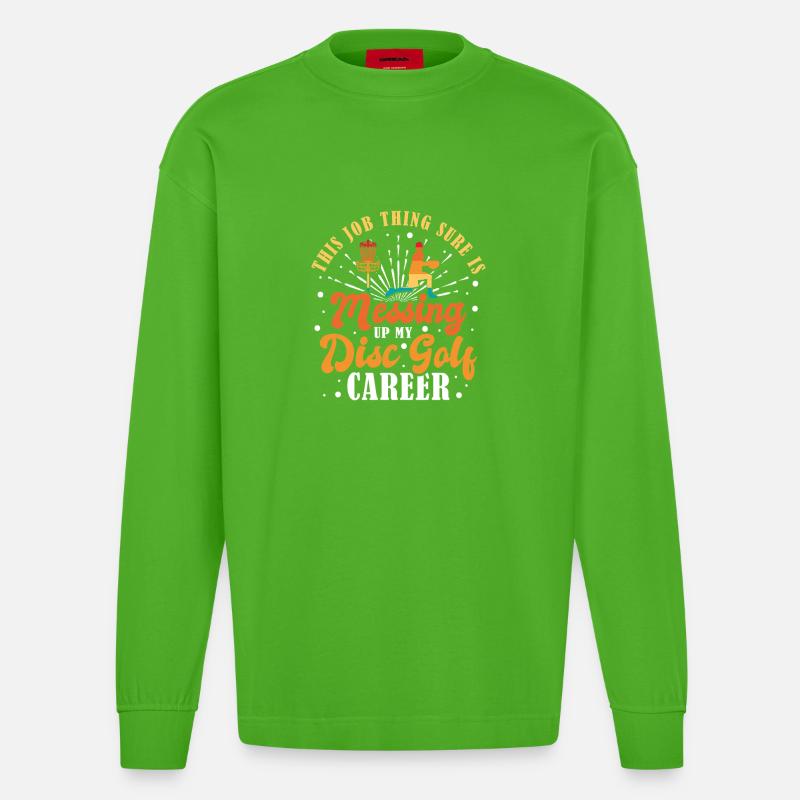 Cadeaux de disc golf Disc Golf - Manches longues bio épais oversize fabriqué en UE - Apple Neon