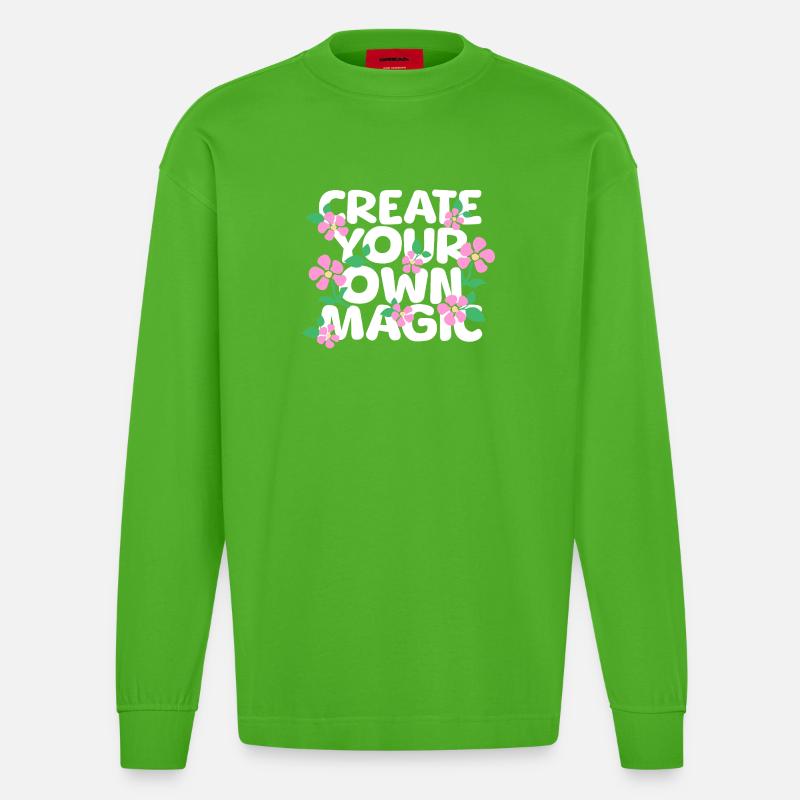 Erschaffe deine eigene Magie - Heavyweight Oversized Organic Langarmshirt Made in EU - Apple Neon
