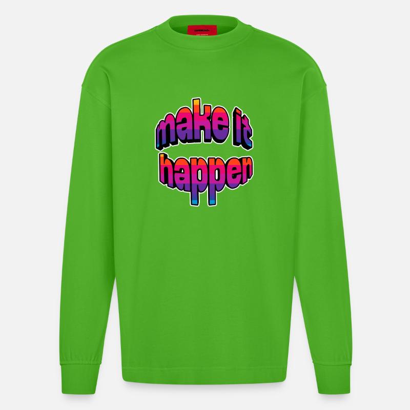 Make It Happen Gradient - Manches longues bio épais oversize fabriqué en UE - Apple Neon