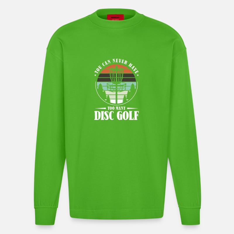 Cadeaux de disc golf Disc Golf - Manches longues bio épais oversize fabriqué en UE - Apple Neon