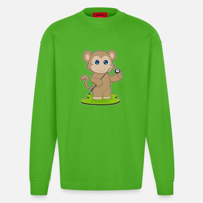 Affe Billiard Queue Sport - Heavyweight Oversized Organic Langarmshirt Made in EU - Apple Neon