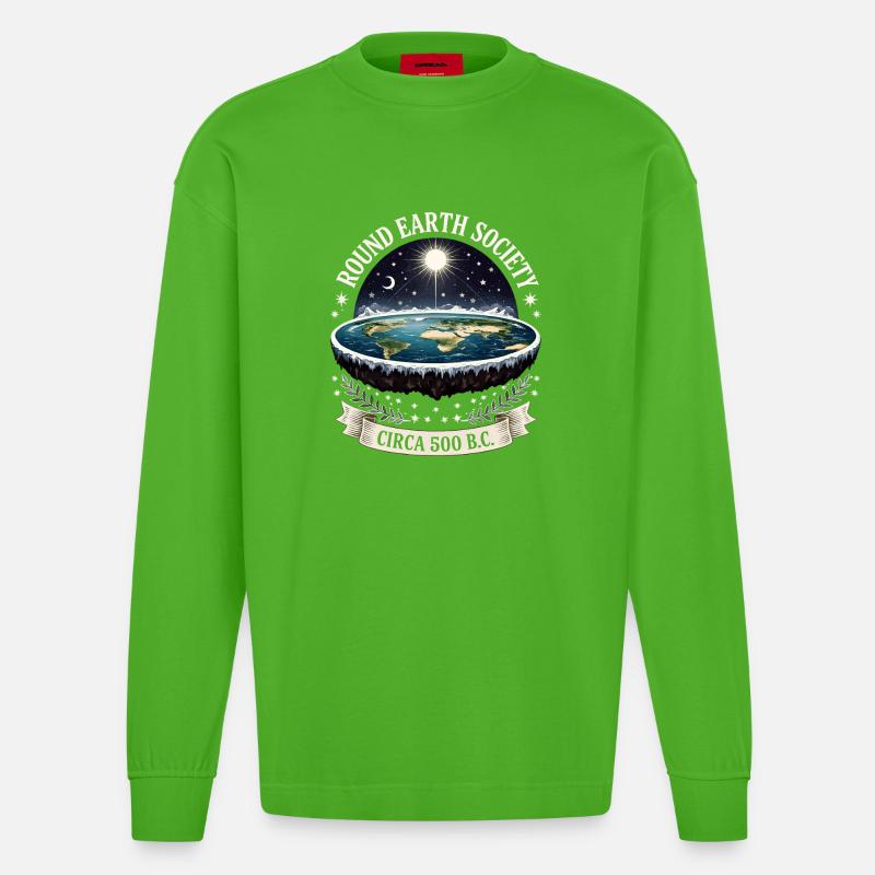 Runde Erde Gesellschaft 500 v.Chr - Heavyweight Oversized Organic Langarmshirt Made in EU - Apple Neon