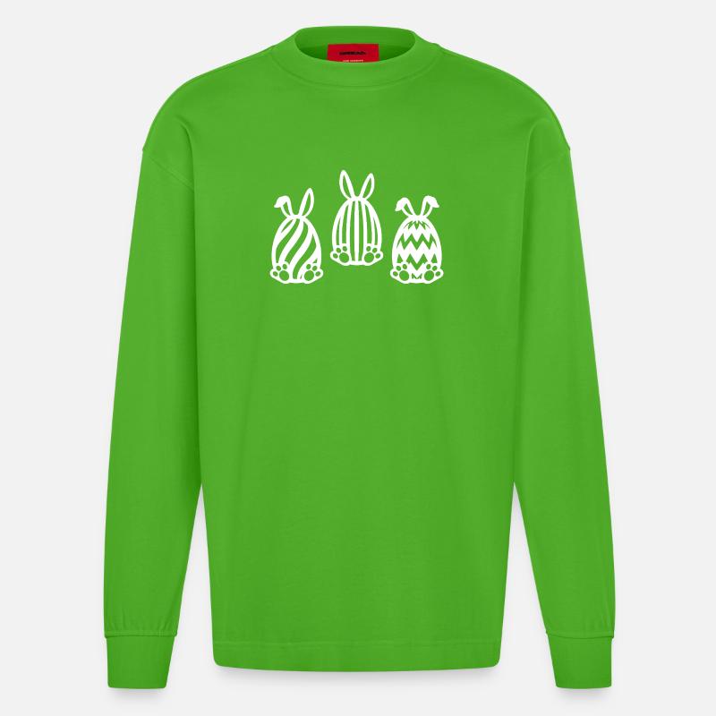 EASTER EASTER BUNNY EASTER EGGS - Heavyweight Oversized Organic Longsleeve Shirt Made in EU - Apple Neon