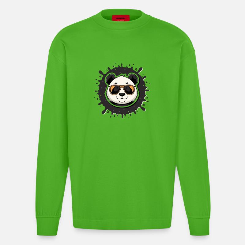 Panda Chic Gläser oranger Spritzer - Heavyweight Oversized Organic Langarmshirt Made in EU - Apple Neon