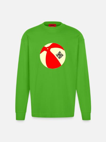Ball QR - Heavyweight Oversized Organic Longsleeve Shirt Made in EU - Apple Neon
