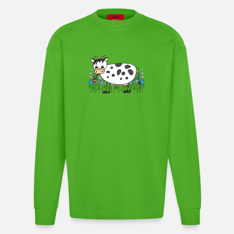 Cow - Heavyweight Oversized Organic Longsleeve Shirt Made in EU - Apple Neon