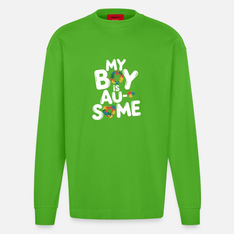 Mein Junge Hat Autismus - Heavyweight Oversized Organic Langarmshirt Made in EU - Apple Neon