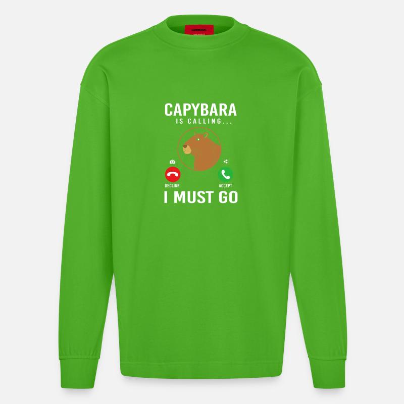 Capybara Capibara - Heavyweight Oversized Organic Langarmshirt Made in EU - Apple Neon