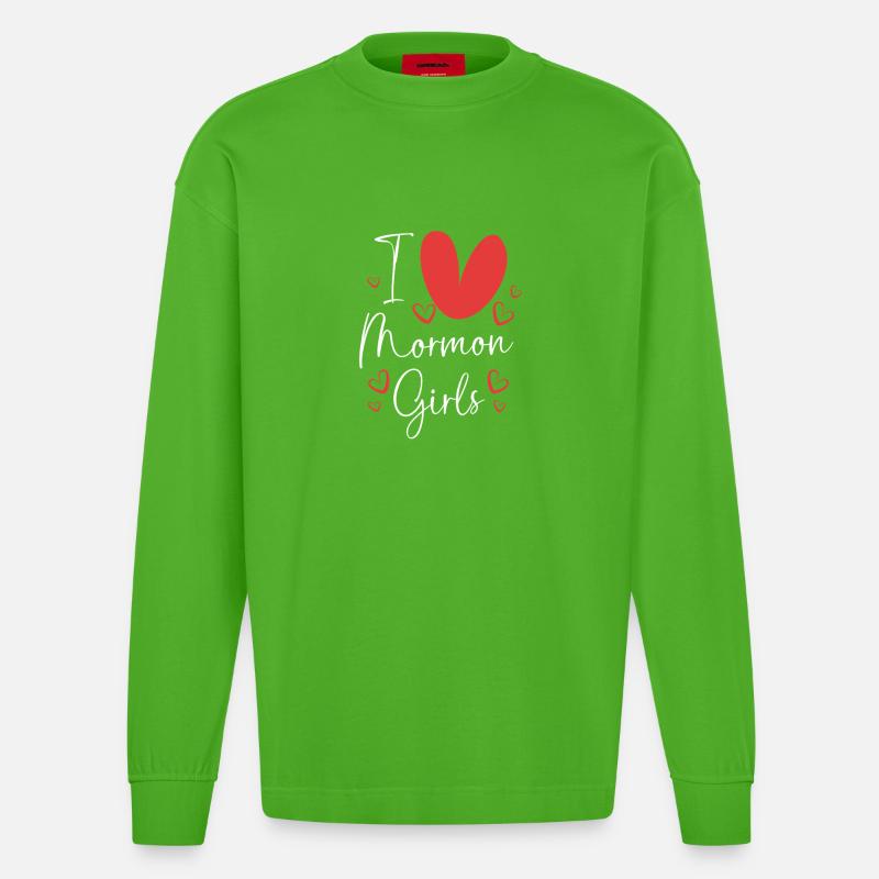 Mormonen Mädchen - Heavyweight Oversized Organic Langarmshirt Made in EU - Apple Neon