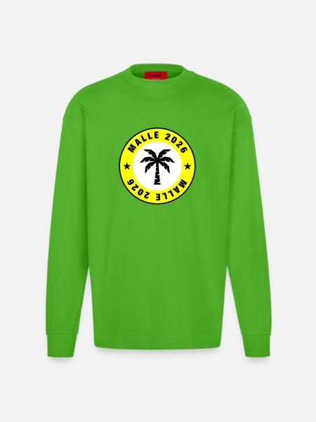 Malle 2026 Palm Tree Circle - Heavyweight Oversized Organic Longsleeve Shirt Made in EU - Apple Neon