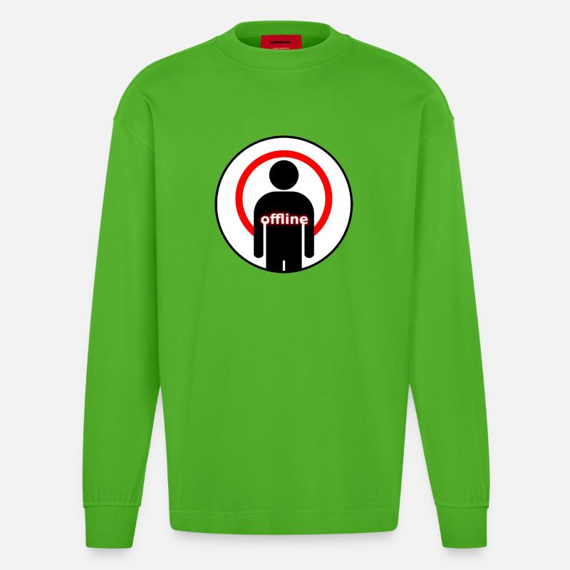 Offline Mode Introvert Signal Lost - Heavyweight Oversized Organic Langarmshirt Made in EU - Apple Neon