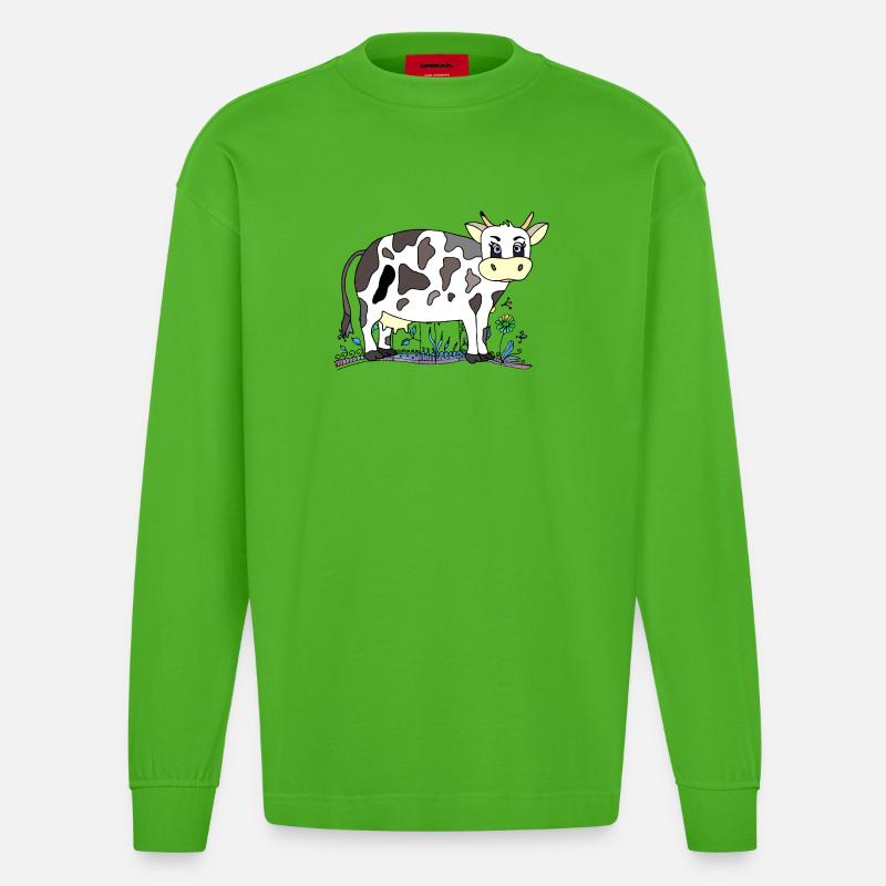 Cow - Heavyweight Oversized Organic Longsleeve Shirt Made in EU - Apple Neon