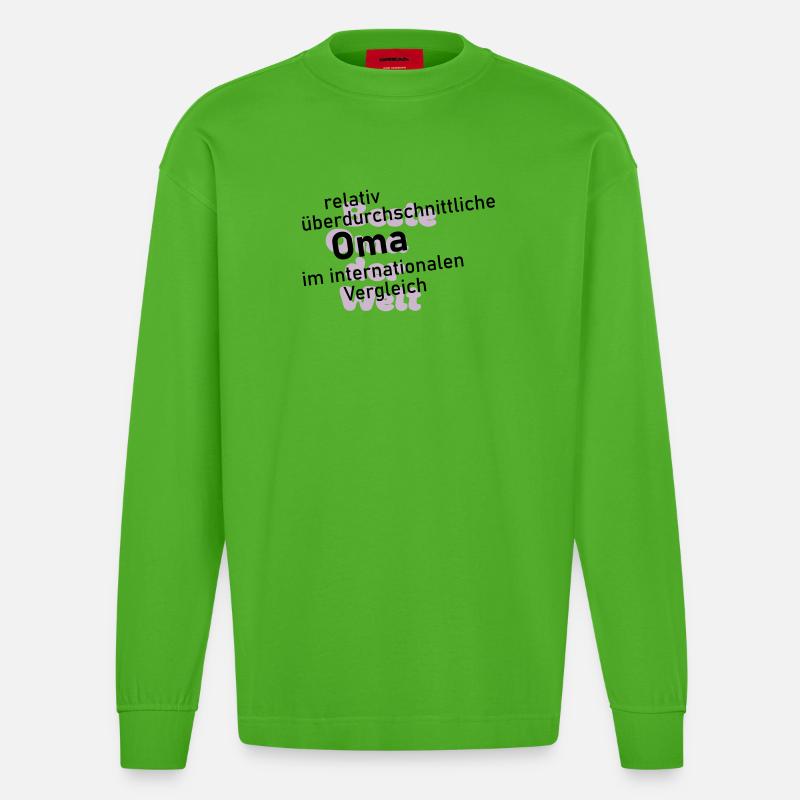 überdurchschnittliche oma - Heavyweight Oversized Organic Langarmshirt Made in EU - Apple Neon