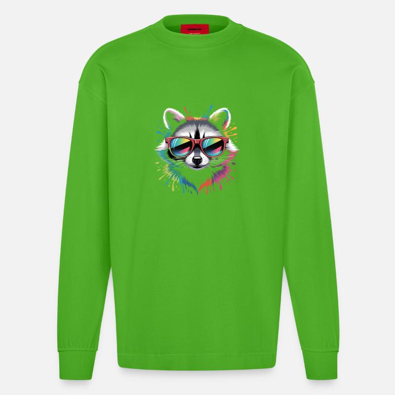 Rainbow Waschbär - Heavyweight Oversized Organic Langarmshirt Made in EU - Apple Neon