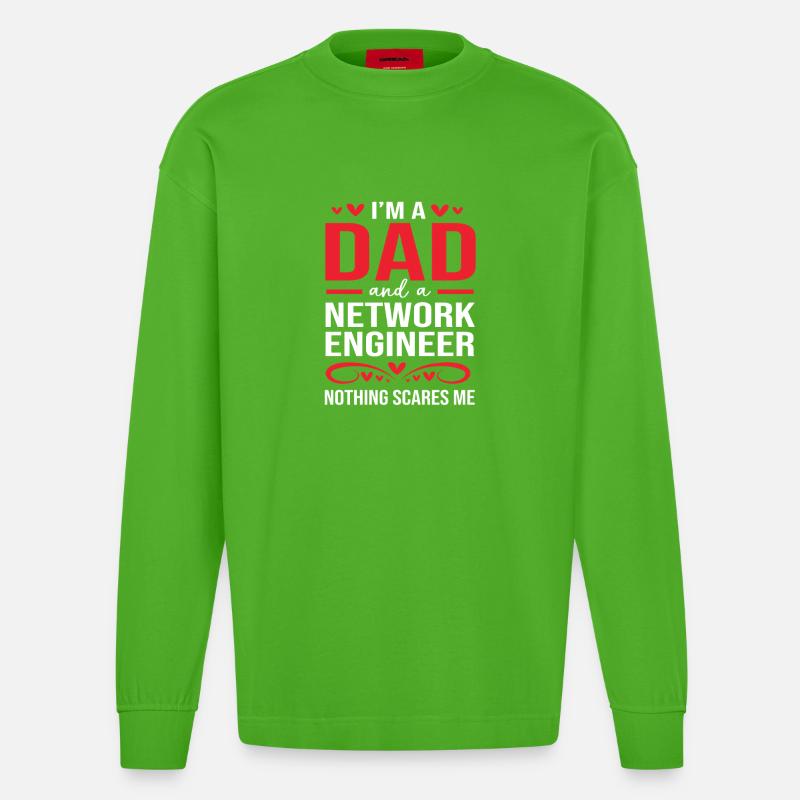 Netzwerk Ingenieur Programmierer Informatiker - Heavyweight Oversized Organic Langarmshirt Made in EU - Apple Neon