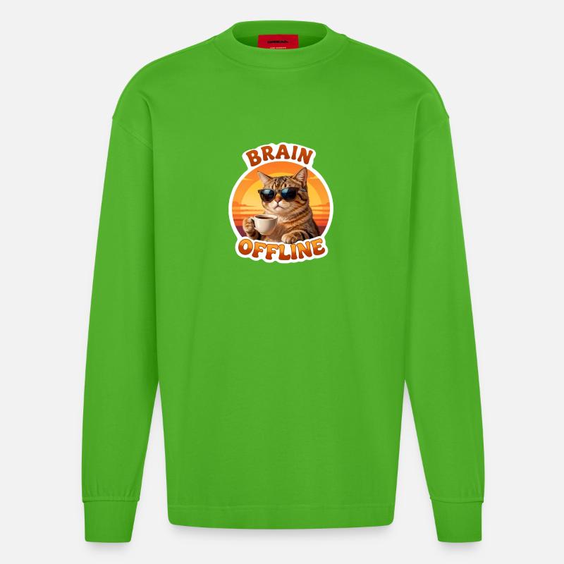 Chat Offline Café Soleil - Manches longues bio épais oversize fabriqué en UE - Apple Neon