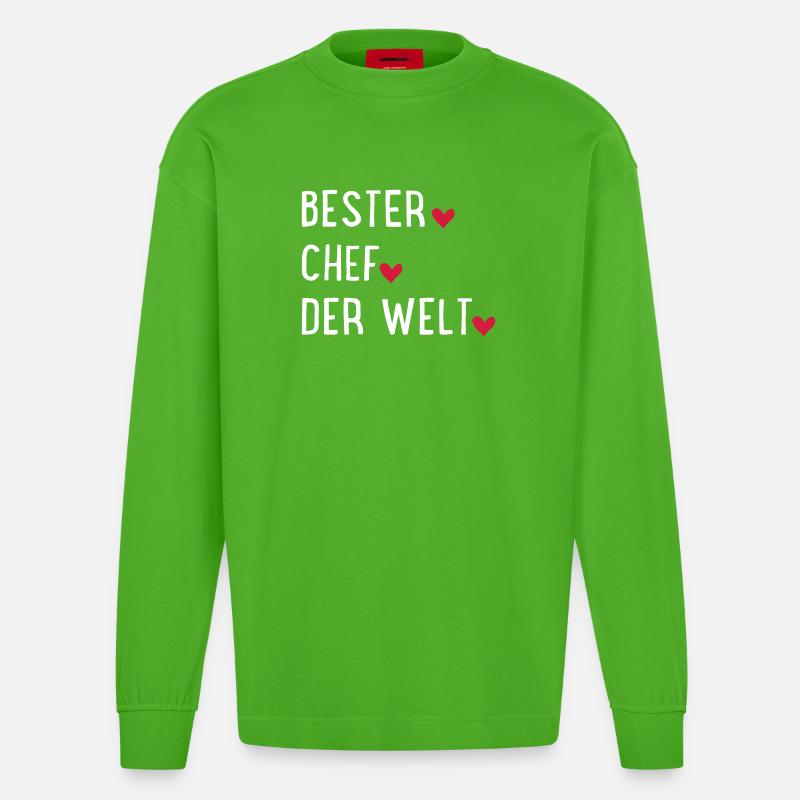 Bester Chef der Welt - Heavyweight Oversized Organic Langarmshirt Made in EU - Apple Neon