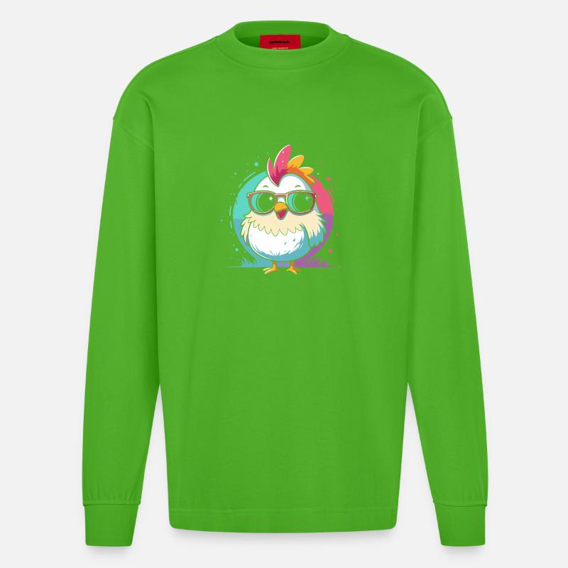 Poussin flashy Lunettes Soleil Pastel - Manches longues bio épais oversize fabriqué en UE - Apple Neon