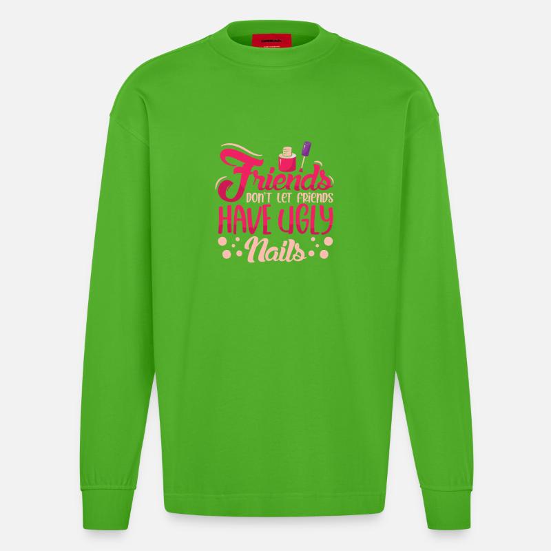 Nageldesigner Nageldesignerin Kosmetik Nagelstudio - Heavyweight Oversized Organic Langarmshirt Made in EU - Apple Neon