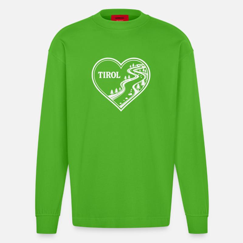 Tirol Herz Alpenweg - Heavyweight Oversized Organic Langarmshirt Made in EU - Apple Neon