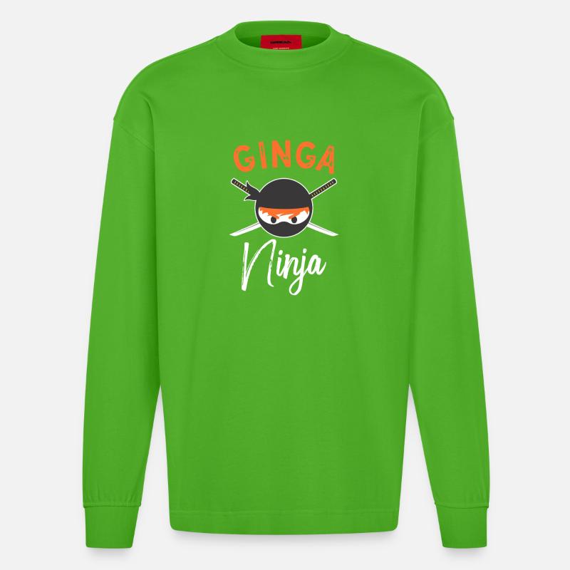 Ginga Ninja Emblem - Heavyweight Oversized Organic Langarmshirt Made in EU - Apple Neon