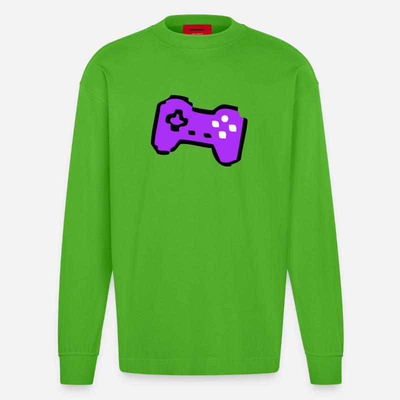  Schräger Retro Controller Gamer - Heavyweight Oversized Organic Langarmshirt Made in EU - Apple Neon