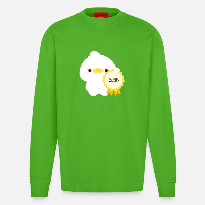 Zertifizierte unberechenbare Ente - Heavyweight Oversized Organic Langarmshirt Made in EU - Apple Neon