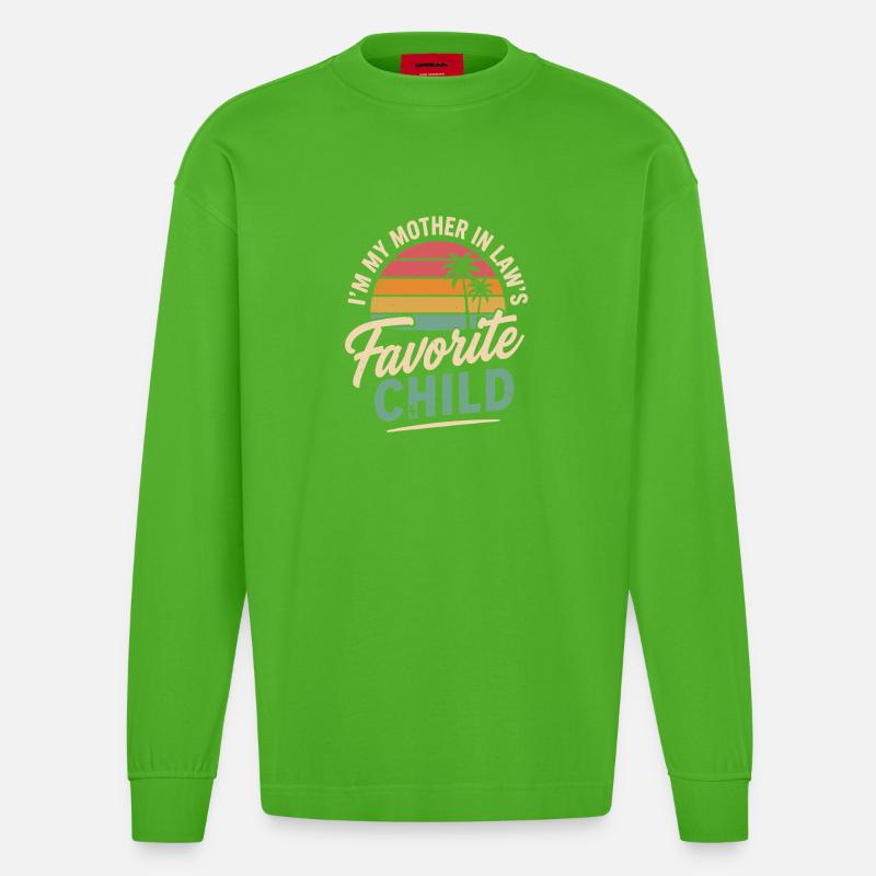 Lieblingskind der Schwiegermutter - Heavyweight Oversized Organic Langarmshirt Made in EU - Apple Neon