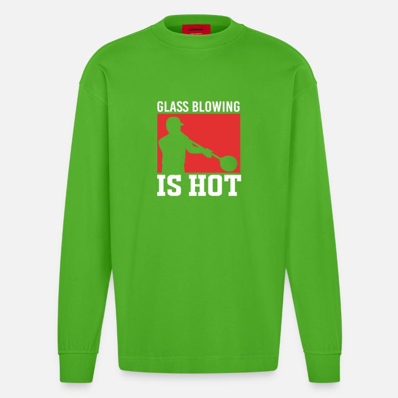 Glasbläser Glas - Heavyweight Oversized Organic Langarmshirt Made in EU - Apple Neon