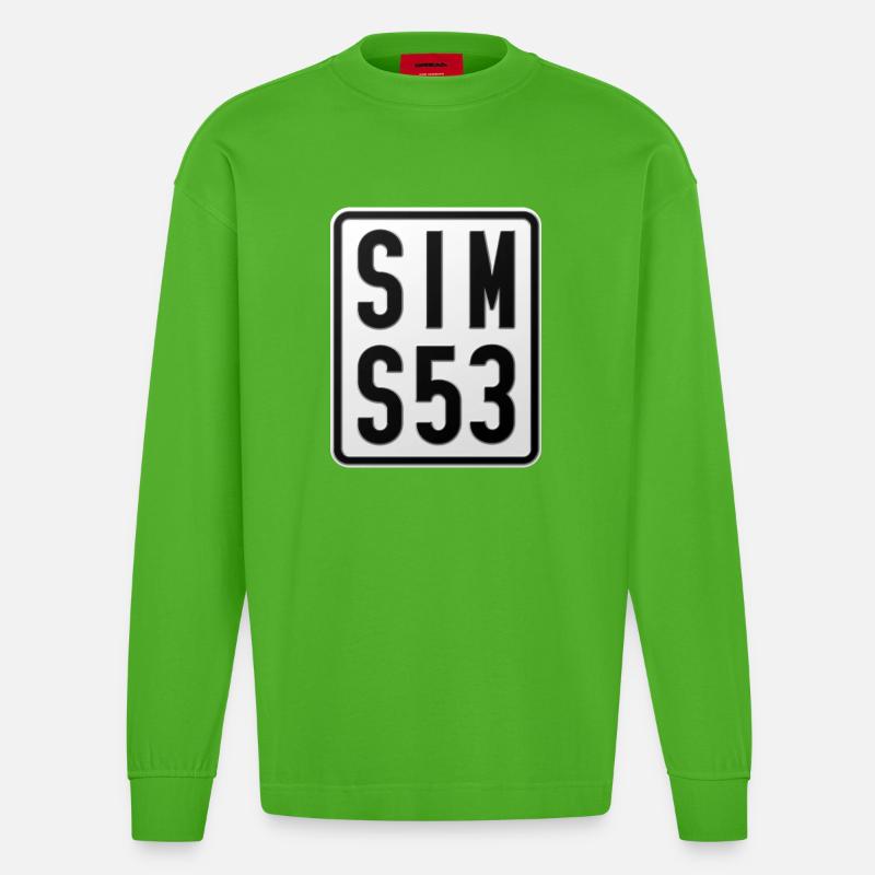 Simson S53 Moped Kennzeichen - Heavyweight Oversized Organic Langarmshirt Made in EU - Apple Neon