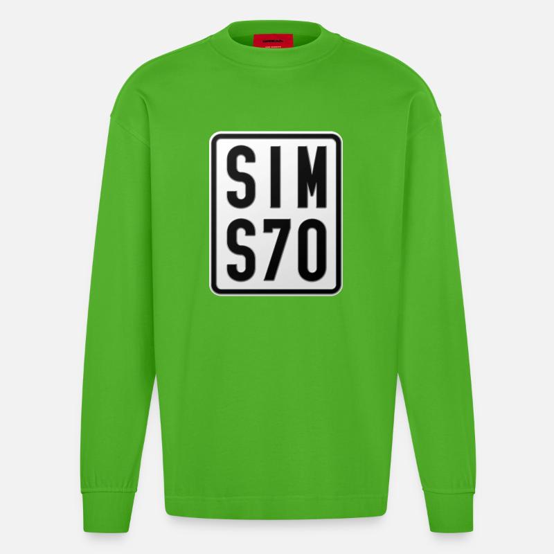Simson S70 Moped Kennzeichen - Heavyweight Oversized Organic Langarmshirt Made in EU - Apple Neon