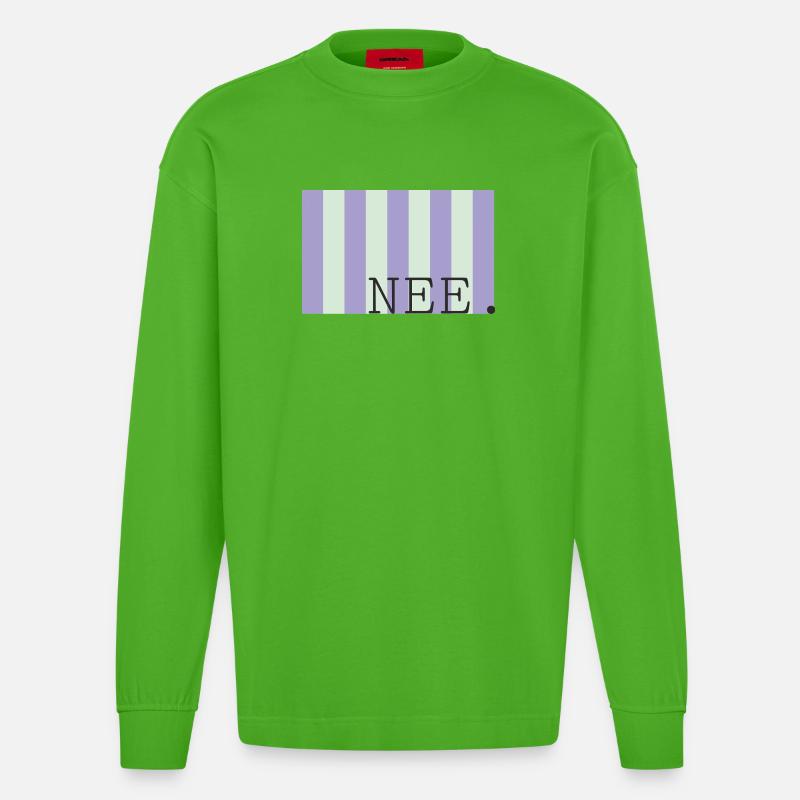 Nee Pastellstreifen Schrift - Heavyweight Oversized Organic Langarmshirt Made in EU - Apple Neon