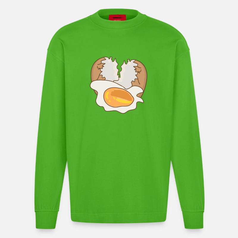 Mirror with eggshell - Heavyweight Oversized Organic Longsleeve Shirt Made in EU - Apple Neon
