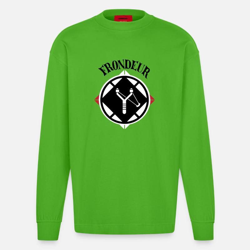 Slinger-Emblem - Heavyweight Oversized Organic Langarmshirt Made in EU - Apple Neon