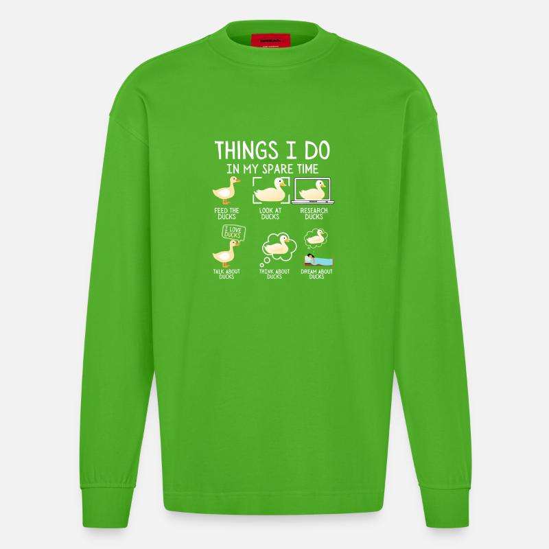 Entenleben Freizeit - Heavyweight Oversized Organic Langarmshirt Made in EU - Apple Neon