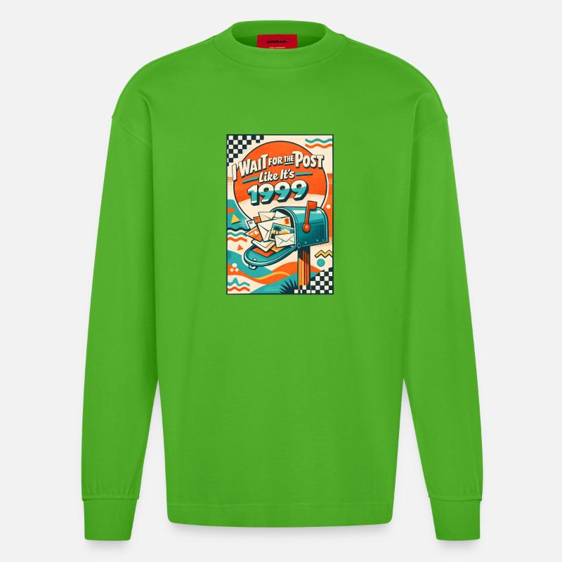 Warte auf Post | Snail Mail 1999 - Heavyweight Oversized Organic Langarmshirt Made in EU - Apple Neon