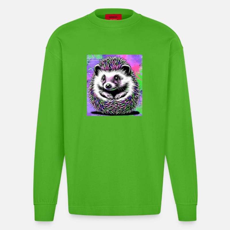 Igel - Heavyweight Oversized Organic Langarmshirt Made in EU - Apple Neon