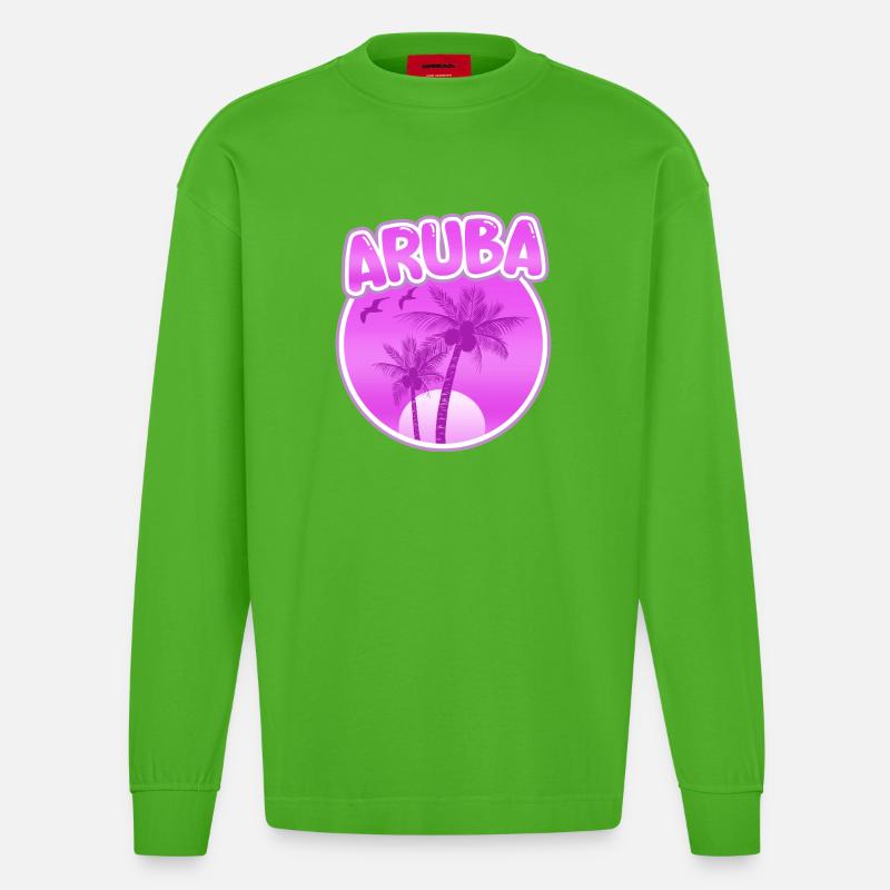 Aruba comme plage - Manches longues bio épais oversize fabriqué en UE - Apple Neon