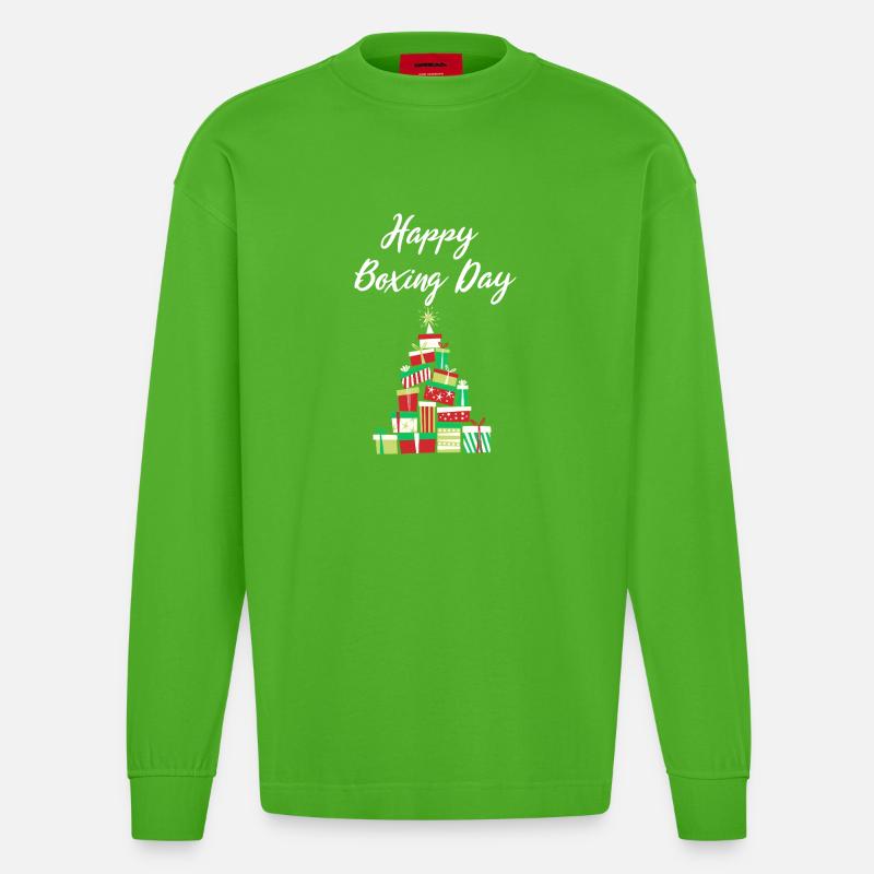 Happy Boxing Day Gift Stack - Heavyweight Oversized Organic Longsleeve Shirt Made in EU - Apple Neon