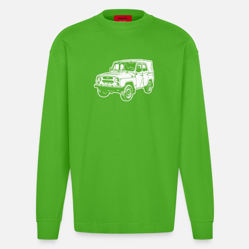 UAZ Geländefahrzeug (Differenzbild) - Heavyweight Oversized Organic Langarmshirt Made in EU - Apple Neon