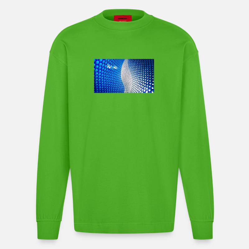 Cobalt Bubblewave Abstract - Heavyweight Oversized Organic Langarmshirt Made in EU - Apple Neon