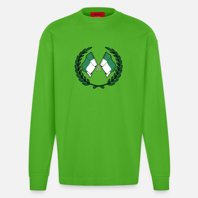 Vlieland Laurel Flags – Island Pride - Heavyweight Oversized Organic Langarmshirt Made in EU - Apple Neon