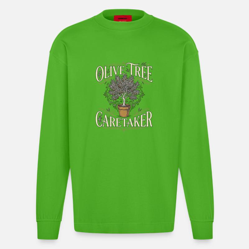 Olive Tree - Heavyweight Oversized Organic Langarmshirt Made in EU - Apple Neon