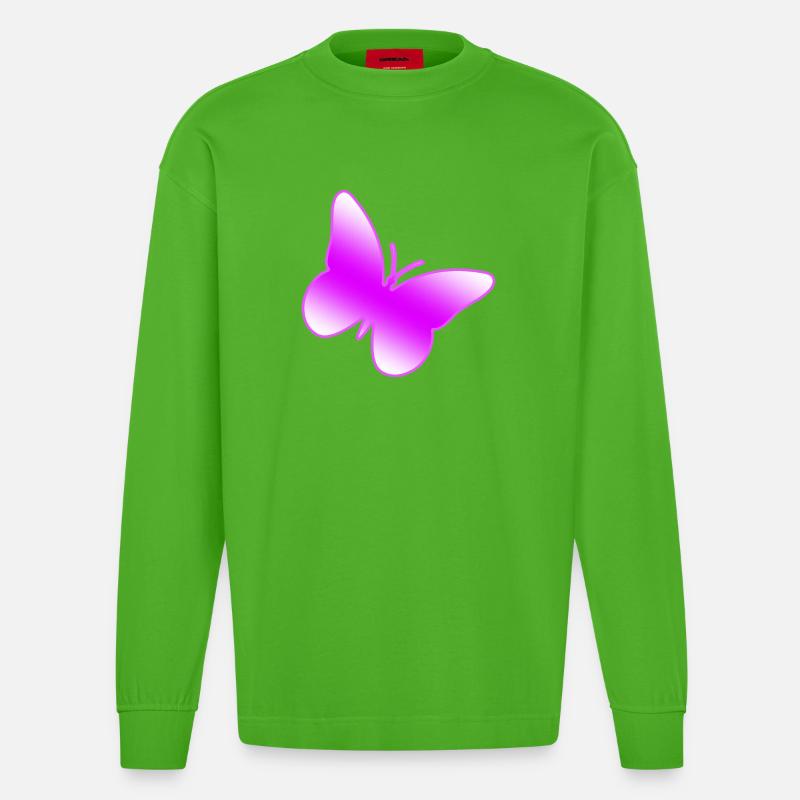 Papillon - Manches longues bio épais oversize fabriqué en UE - Apple Neon